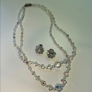 Vintage crystal necklace with matching earrings